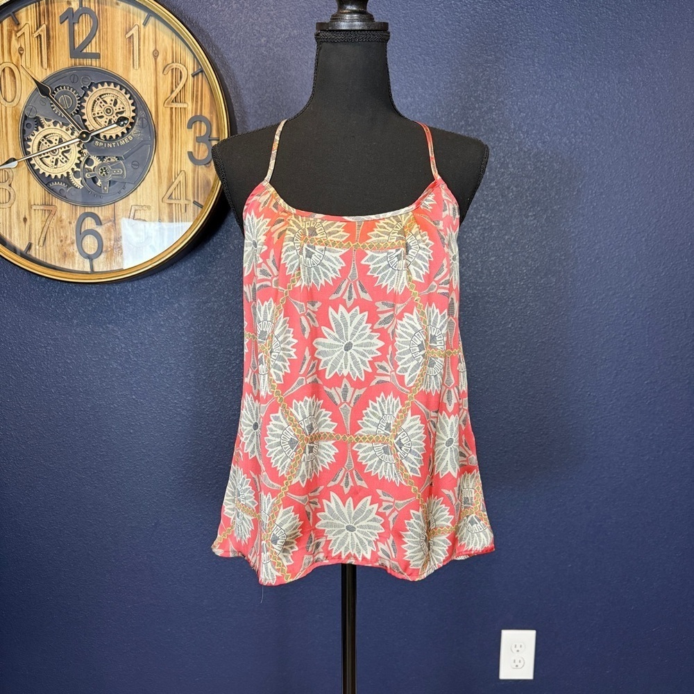 Collective Concepts Coral Floral Lace Racerback Tank Top | Size Small